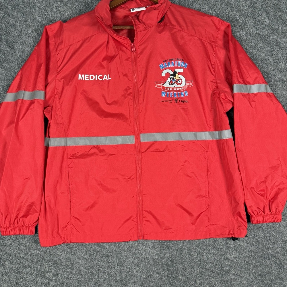 Disney Parks 2018 WDW Marathon 25th Medical Team Windbreaker Jacket Mens M Red